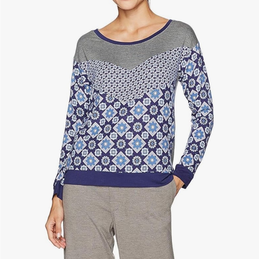 Geometric Blue and Gray Sweater